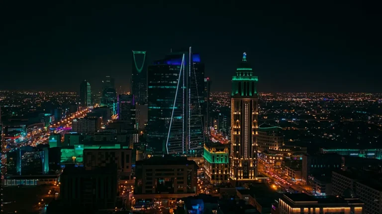 Riyadh skyline lit up at night